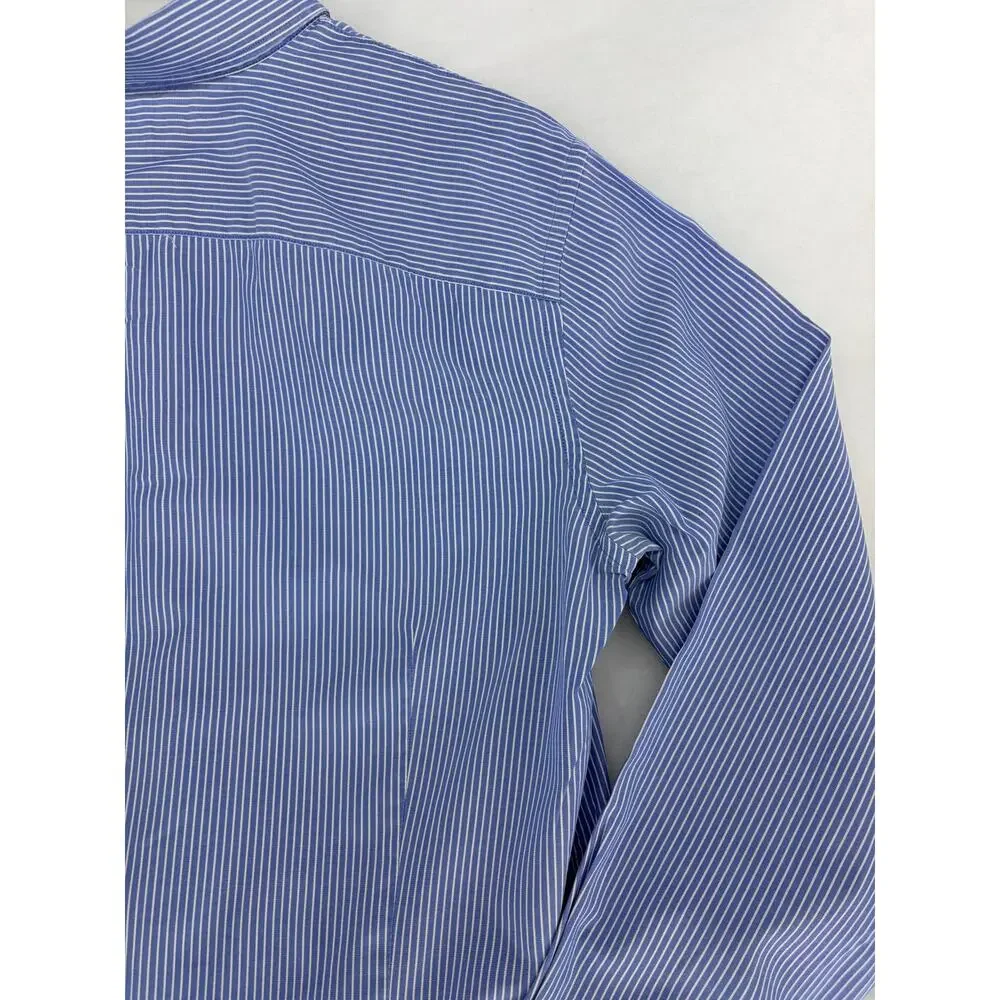 Banana Republic Grant Fit Dress Shirt Men's M Blue Striped Supima Cotton